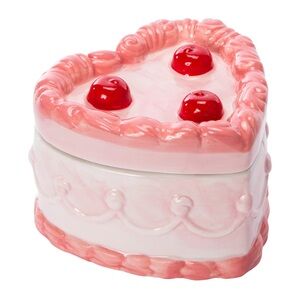 Heart-Shaped Pink and Red Trinket  Box